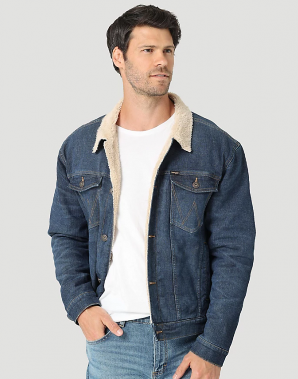 Jaket Denim dengan Lapisan Bulu